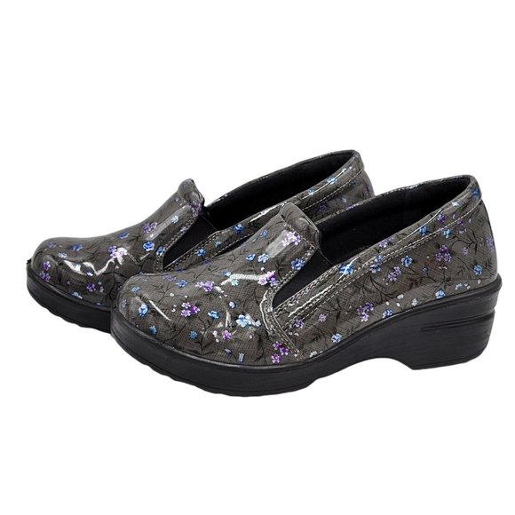 Easy Works by Easy Street Leeza Clogs Blue Purple Floral Slip Resistant Size 6.5 - Picture 3 of 12
